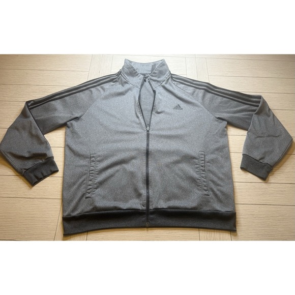 adidas Other - Adidas Mens Long Sleeve Stripe Full Zip Track Jacket Heather Gray/black‎ Sz XL